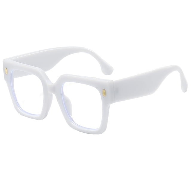 Fashionable Oversized Blue Light Blocking Glasses - Big Square Frame, Metal Accents, Protect Eyesight, Comfortable Fit