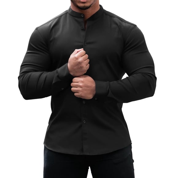 Ketyyh-chn99 Men's Dress Shirts 2024 Solid Color Basic Shirt Free Short Sleeve Regular Fit Dress Shirt Casual Shirts Black,M