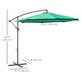 thumbnail image 3 of Outsunny 10ft Offset Patio Umbrella with Base, Hanging Parasol, Green, 3 of 10