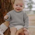 thumbnail image 2 of MIASHUI Chandails pour Tout-Petits Garçons Filles Col Rond Manches Longues chandail-Over Couleur Unie Hauts Tricotés, Gris, 5-6 Ans, 2 of 4