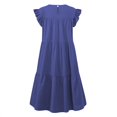 thumbnail image 4 of Women‘s Crew Neck Casual Short Sleeve Ruffle-Trim Summer Mini Dresses, 4 of 4