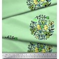 thumbnail image 2 of Soimoi Poly Georgette Fabric Leaves & Floral Block Print Sewing Fabric Yard 52 Inch Wide, 2 of 3