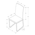 thumbnail image 2 of Monarch Specialties Dining Chair, Set Of 2, Side, Upholstered, Kitchen, Dining Room, Pu Leather Look, Metal, Grey, Chrome, Contemporary, Modern, 2 of 3