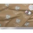 thumbnail image 2 of Soimoi Brown Poly Georgette Fabric Text & Owl Cartoon Decor Fabric Printed Yard 42 Inch Wide, 2 of 3