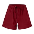 thumbnail image 4 of Pisexur Womens Shorts Solid Color Elastic Waist Shorts Summer Casual Adjustable Drawstring Shorts Quick Dry Gym Yoga Workout Shorts Comfy Loose Linen Shorts Plus Size Shorts with Pockets S-5XL, 4 of 7