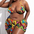thumbnail image 2 of 1 Set Bathing Suit Super Soft Fade-Resistant Nylon 3-Pieces Bikini Set Large Size Cover Up Swimsuit for Beach, 2 of 8