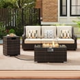 thumbnail image 4 of Costway 2 PCS Outdoor Rattan Fire Table Set with Tank Cover Tempered Glass Tabletop Brown, 4 of 10