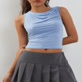 thumbnail image 3 of Ruched Sleeveless Crop Tops with Asymmetric Neckline for Women, 3 of 6