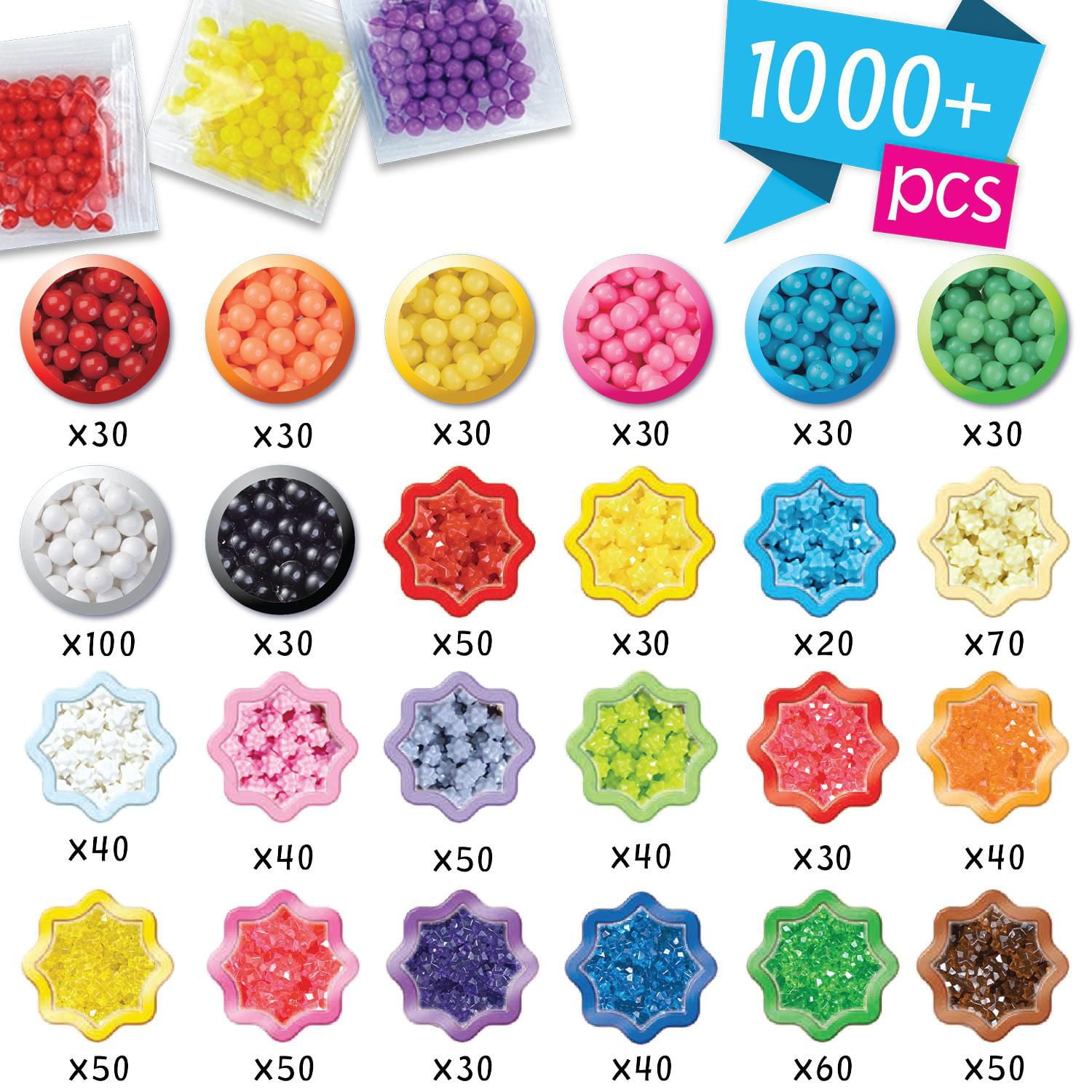 Aquabeads Star Bead Studio, Kit Complet de Perles d'Art et d'Artisanat pour Enfants, Plus de 1 000 Perles