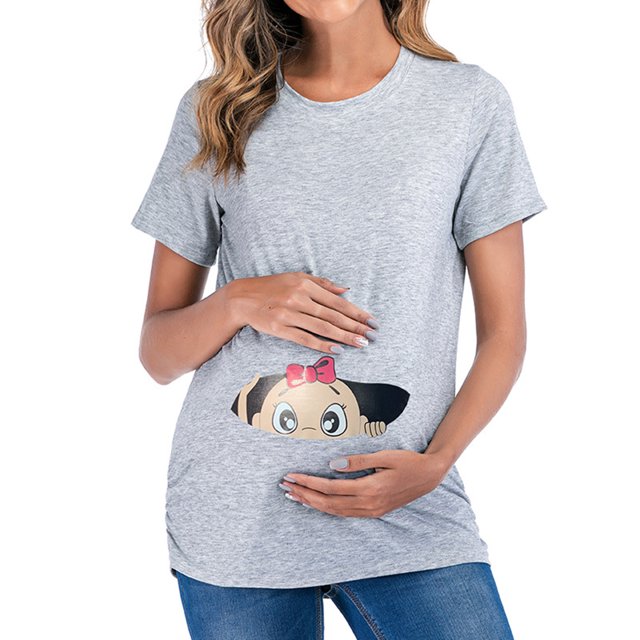 LSLJS Women's Nursing Tops Short Sleeve Breastfeeding Clothes, Maternity Summer Clothes