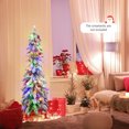 thumbnail image 4 of Patiojoy 4FT Pre-lit Artificial Christmas Tree Snow-flocked Xmas Pencil Tree with 225 Branch Tips 100 LED Lights 2 Lighting Colors, 4 of 9
