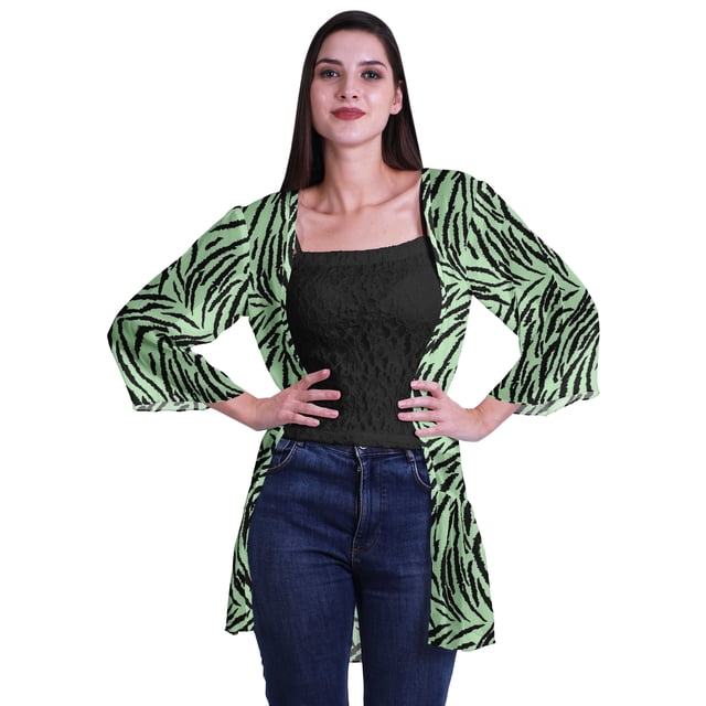 Moomaya Viscose Georgette Printed Short Shrug Long Sleeves Cardigans For Women
