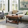 thumbnail image 2 of Gymax Coffee Table Industrial 2-Tier w/ Storage Shelf &Storage Shelf for Living Room Rustic Brown, 2 of 10