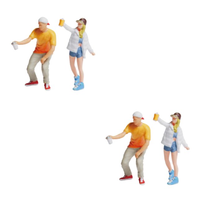 Wweixi 1/87 Diorama Graffiti Figure Characters Resin People Train Layout white yellow 2Set