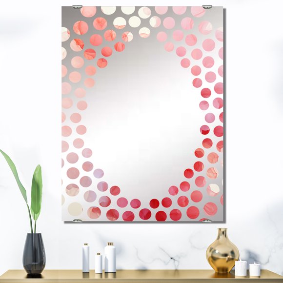 Designart "Radiant Pink Polar Smoke IV" Abstract Oversized Wall Mirror - Modern Abstract Entryway Big Wall Mirror - Multiple Color Options