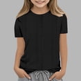 thumbnail image 2 of MeetoTime T-shirt à Col Rond à Manches 3/4 Uni pour Enfants, Décontracté, Ample, Printemps Été, pour Garçons et Filles, 2 of 4