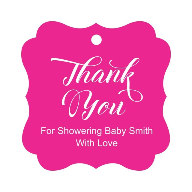 Darling Souvenir Baby Shower Thank you Favor Tags Custom Hang Gift Tags-Magenta-100 Tags