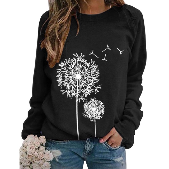 ZXZY Pull-over à Manches Longues à Col Rond et Imprimé Graphique pour Femmes
