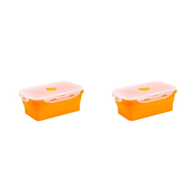 maskred Food Grade Silicone For Safe And Healthy Meals Sealed Preservation Box Microwave Lunch Box Silicone Lunch Box Compact orange 1200ml 2Set