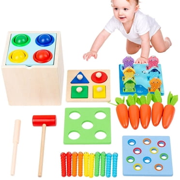 PENGXIANG Montessori Learning Toys  5 in 1 Baby Busy Toys  Toddler Preschool Learning Box Activities Sorting Educational Toys  Gifts for Kids 1- 3Y Boys & Girls