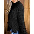 thumbnail image 2 of Womens Fuzzy Knitted Sweater Sherpa Fleece Side Slit Full Sleeve Jumper Outwears, 2 of 3