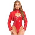 thumbnail image 1 of vastwit Womens Faux Leather Cropped Jacket Open Front Long Sleeve for Themed Parties Red XXL, 1 of 7