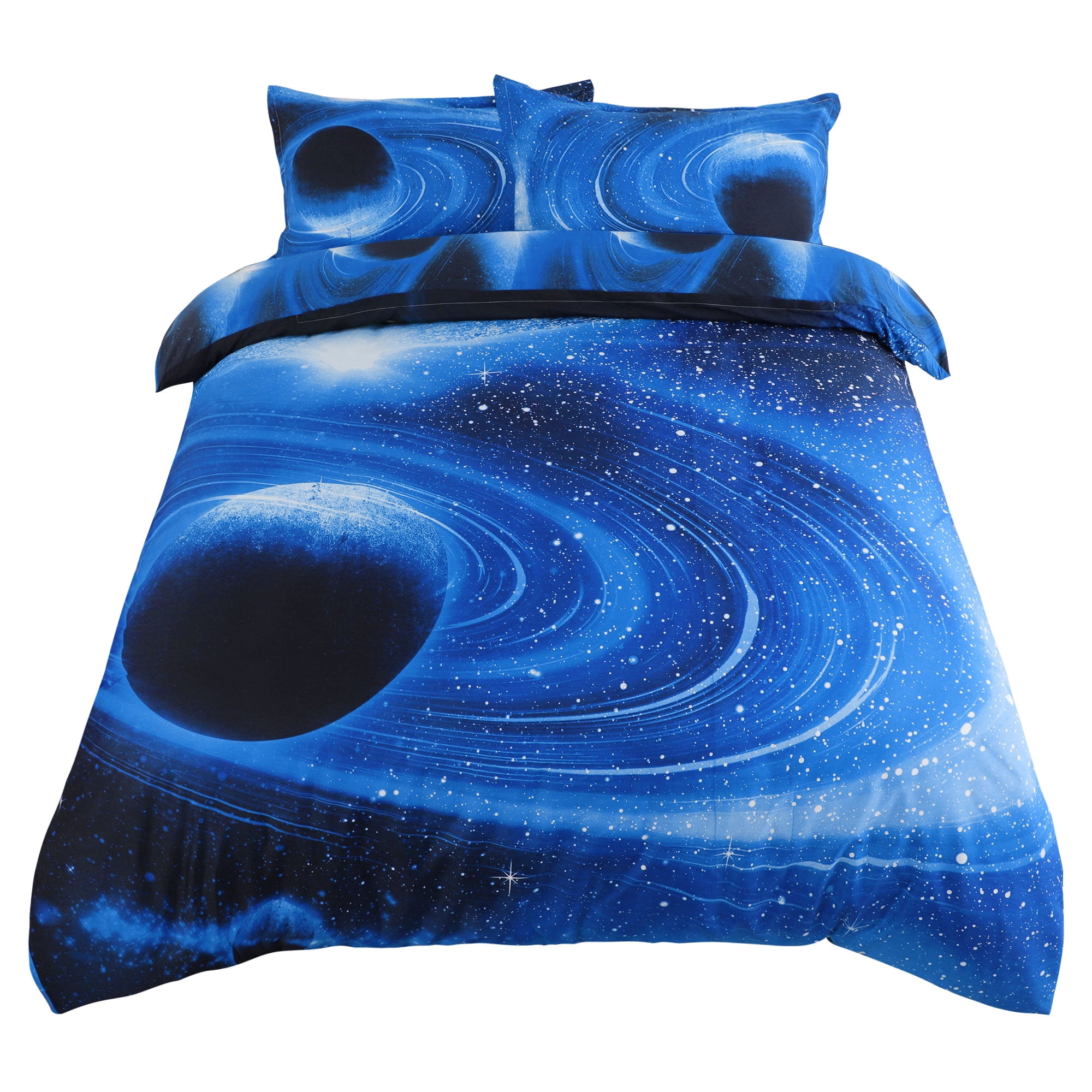 Star Sky Moon Night Duvet Cover Royal Blue Queen Size 3pcs