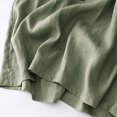 thumbnail image 4 of Meichang Robes Midi en Coton et Lin pour Femmes Unies à Taille Nouée Plissées Robes d'Été à Manches Courtes Col Ras du Cou Robes Fluides Coupe Ample Décontractées Robes Trapèze Vert TG, 4 of 4