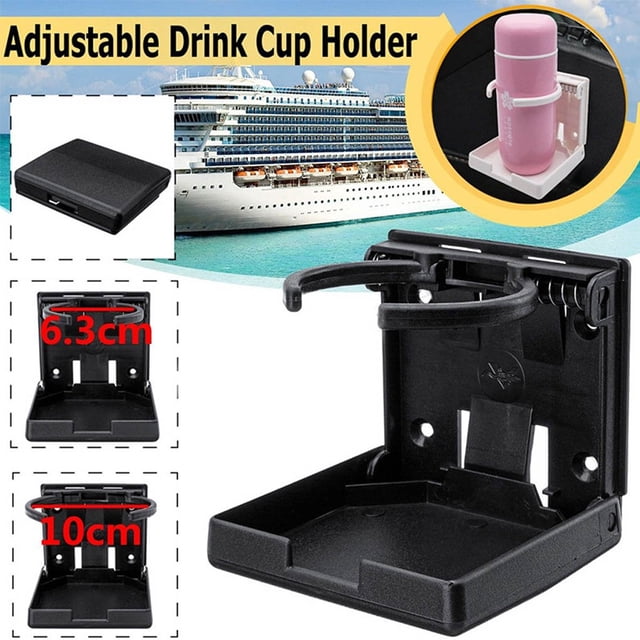 Maoww Folding Cup Holder Universal Stable Bottle Bracket Vehicle RV Marine Boat Drinks Rack Modified Component Organization Fittings Black Gear Adjustment