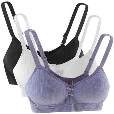 Hbhpov Soutien-Gorge de Sport Quotidien en Coton pour Filles, Camisole Sans Bretelles Ajustable, Sans Armatures, Lot de 3