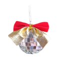 thumbnail image 1 of Silver 2 Inches Silver Christmas Ball With Bow Flocked Ornament For Holiday Celebration, 1 of 6