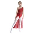 thumbnail image 2 of MSemis Robe de Danse Moderne Sans Manches pour Filles avec Strass Brillants, Jazz Lyrique, Jupe de Ballet Bourgogne 12, 2 of 6