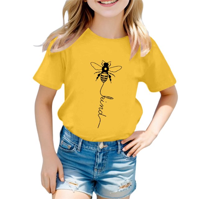 Haut Fille Chemise Banane Filles Mode Enfants Décontracté Imprimé Col Rond Ample Manches Courtes T-Shirt Haut