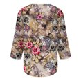 thumbnail image 3 of Birdeem Blouse Mode Femme Manches Trois-Quarts Col en V Imprimé de Pâques Ample, 3 of 5
