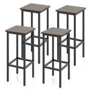 Giantex Metal Bar Stools, Backless Barstools w/Footrest, Industrial  Breakfast Bar Dining Chairs, Gray