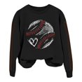 thumbnail image 4 of IMENGL Spring baseball print crew neck hooded sweatshirt long, Black M, Size M-2XL, 4 of 4