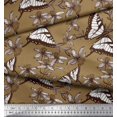 thumbnail image 2 of Soimoi Brown Modal Satin Fabric Flower & Butterfly Printed Craft Fabric by The Yard 42 Inch Wide, 2 of 5