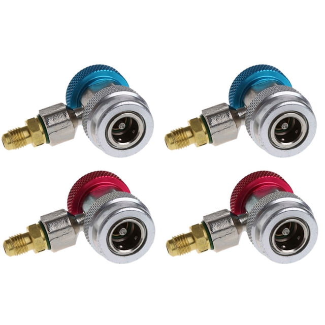 4 Pcs Adaptateur de Coupleur Rapide pour Voiture Auto Freon R134A, Réfrigérant de Climatisation, Jauge de Collecteur A/C Réglable