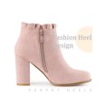 thumbnail image 3 of Unique Bargains Women's Ruffle Block High Heels Ankle Boots Dust Pink (Size 8), 3 of 6