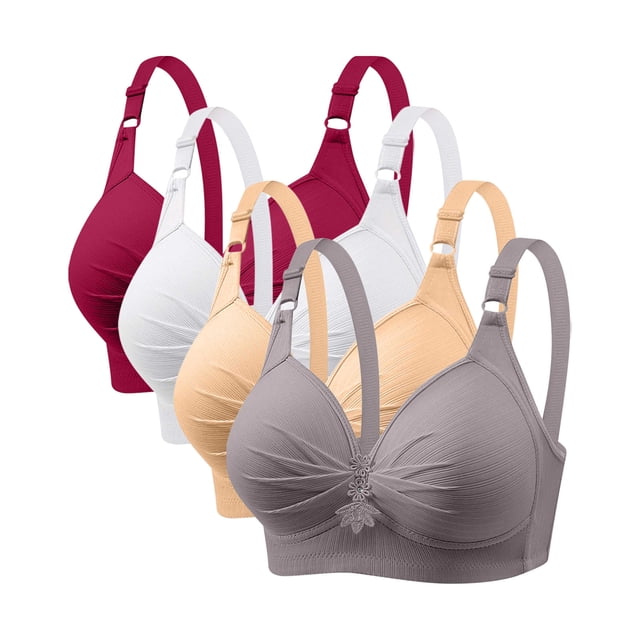 Yuyuzo Wireless Bras for Women 4 Pack Full Coverage Plus Size Liftup Support Push up Everyday Bras