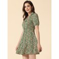 thumbnail image 1 of INSPIRE CHIC Robe Vintage Florale à Manches Courtes Col Camp Boutonnée Ligne A pour Femmes, 1 of 5