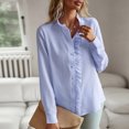thumbnail image 2 of Pisexur Women's Chiffon Ruffle Blouse Solid Color Long Sleeve Button Down Elegant Collar Neck Shirts Tops, 2 of 8
