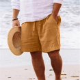 thumbnail image 2 of Mens Cotton Linen Shorts Casual Drawstring Inseam Shorts Stretch Summer Beach Wear, 2 of 8