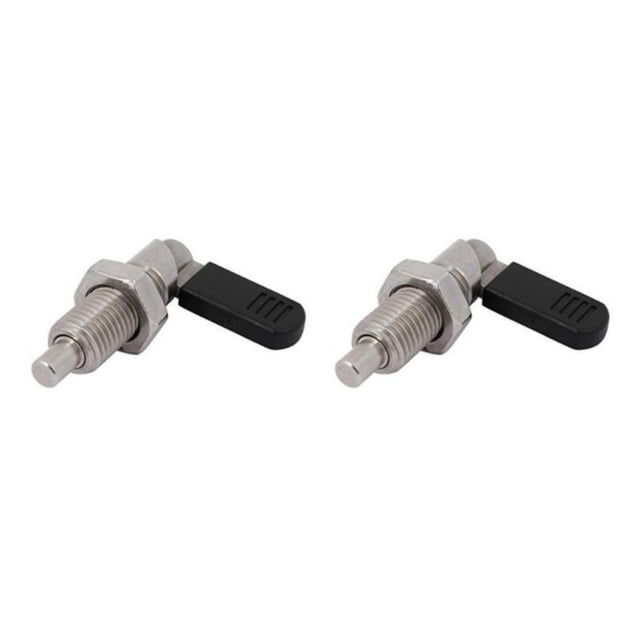 Transemion Sleek Stainless Steel L Type Indexing Plungers Fine Thread Locking Bolts Silver M12-6 2Set