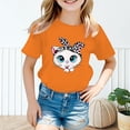 thumbnail image 2 of PMVFHDE T-Shirts d'Été Décontractés pour Filles, T-Shirt Mignon à Motif pour Fille, Col Rond, Manches Courtes, T-Shirt d'Été Décontracté Orange, 9-10 Ans, 2 of 5