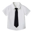 thumbnail image 1 of vdgthytj Toddler Baby Boys Girls Button down Shirts Kids Collared Neckties Short Sleeve Solid Color Summer Tops Tee, 1 of 2
