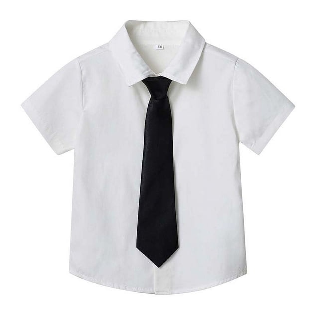 vdgthytj Toddler Baby Boys Girls Button down Shirts Kids Collared Neckties Short Sleeve Solid Color Summer Tops Tee