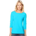 thumbnail image 1 of Hanes T-Shirt Raglan en Coton Extensible pour Femmes, TG, Turquoise Volant, 1 of 5