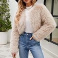thumbnail image 4 of LSLJS Manteau Long Chaud en Fausse Fourrure pour Femmes, Veste d'Hiver à Col en V, 4 of 9