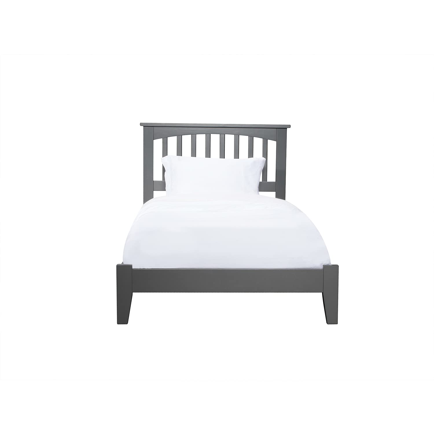 Mission Lit Simple en Bois Massif avec Base, Gris